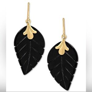 Leaft Earrings In 10k Gold/ONYX NWT
